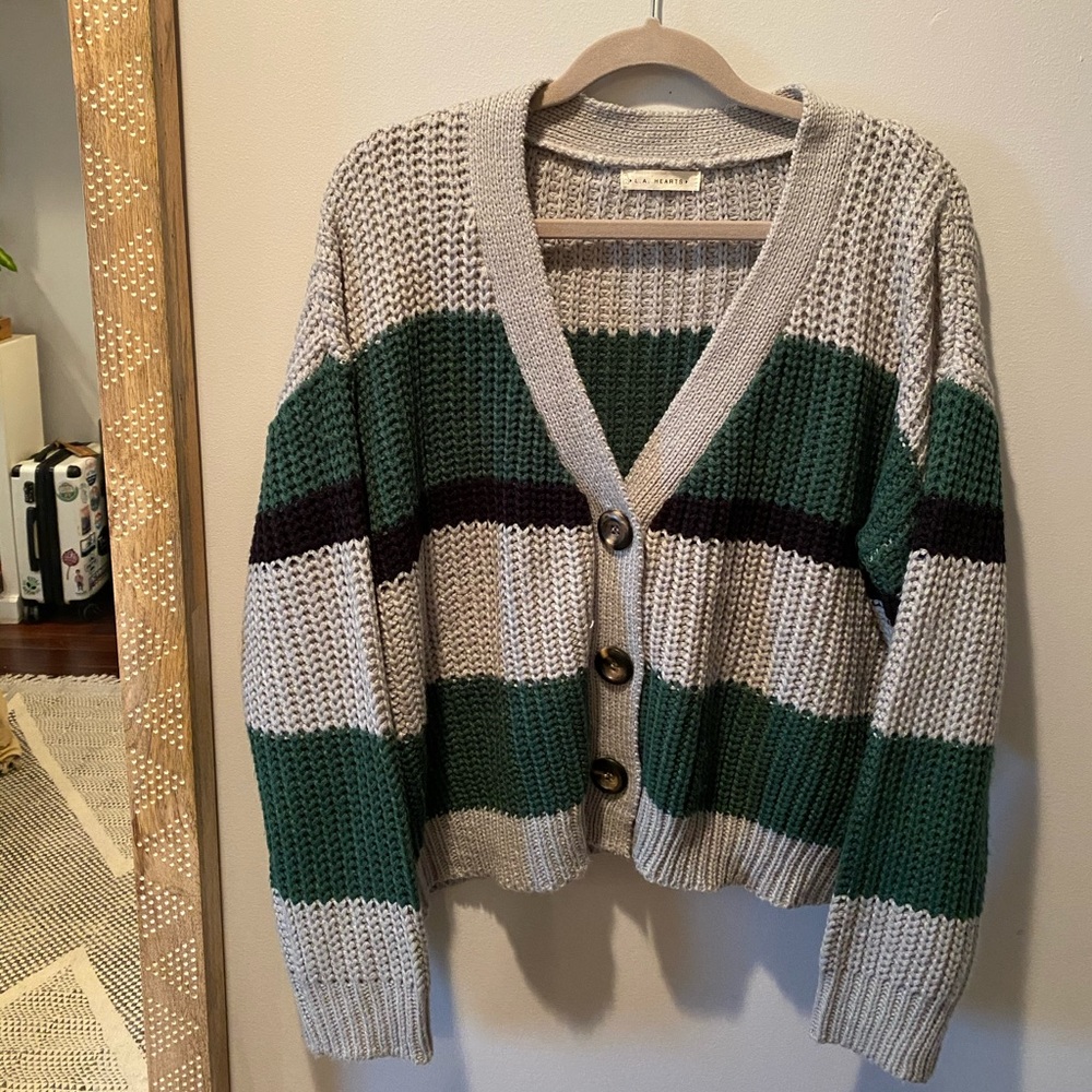 Striped Button Up Cardigan